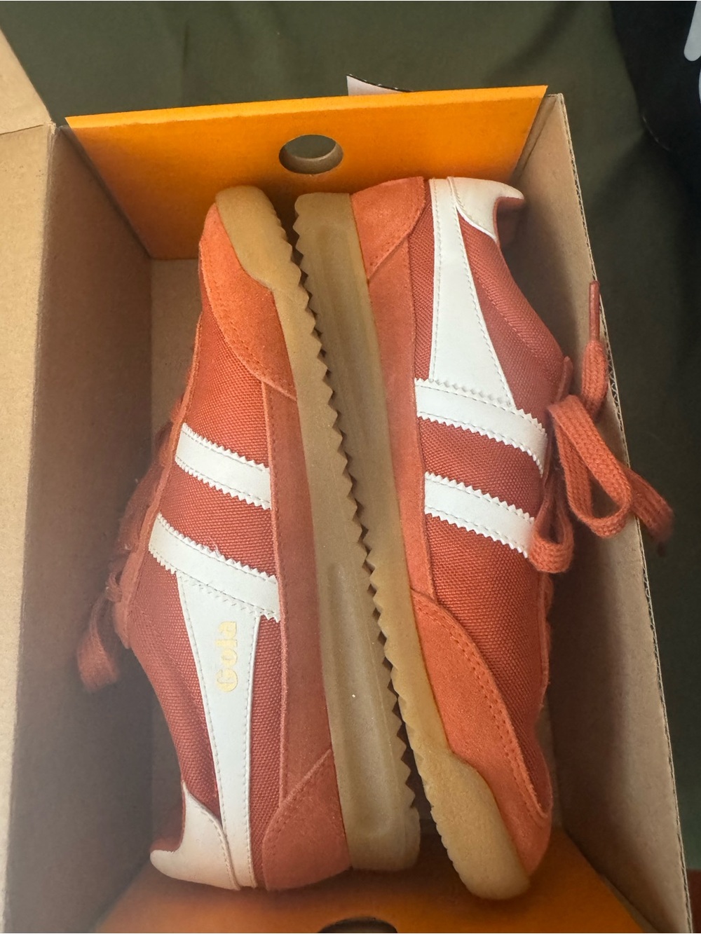 Gola Rust Orange and White Retro Low-Top Sneakers